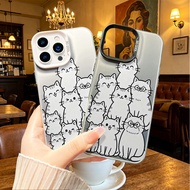for iPhone 16 16E 15 14 13 12 11 XR XS Max 17 Pro Max 17 17AIR Protective Cover Black White Cat Fami