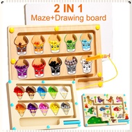 2in1 Magnetic Maze Toys Wooden Magnetic Color Number Sorting Counting Board Montessori Education Toy