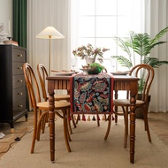 Chinese Style Vintage Table Runner Jacquard Tassel Living Room Bed Tail Coffee Dining Table Decorati