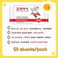 [BUY 1 FREE 1] Zappy All Natural Baby Safe Food Contact | Ultimate Antiseptic Wipes 50 sheets/pack