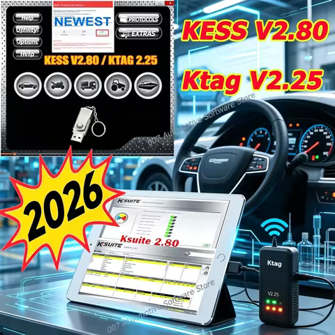 Latest 2026 KESS V2.80 Repair Software For Kess V5.017 Ksuite 2.53 2.47 Ktag V2.25 Online Version Ma