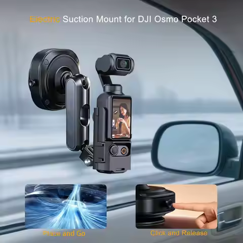 360° Adjustable Electric Suction Cup Mount for DJI Osmo Pocket 3, Car Camera Mount for Windshield