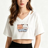 Bubu And Dudu cropped top women summer party meme y2k tshirt y2k vintage scene  gyaru harajuku