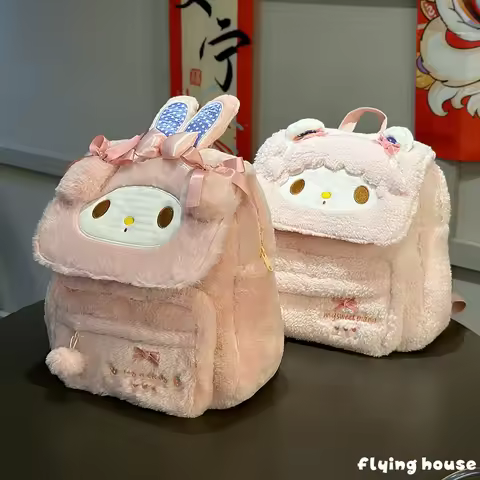 Sanrio Pink My Melody Backpack Coin Purse My Sweet Piano Casual Schoolbag Kawaii Girly Plush Bag Tra