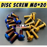UNIVERSAL TITANIUM DISC PLATE SCREW M8x20 YAMAHA/HONDA LC135, Y15, RS150, FZ150, R15, NMAX, NVX