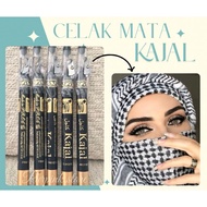 MATA Arabic Kajal Eyeliner Pencil Solid Black Waterproof | Arabic Sunnah Eyeliner Kohl with Shavings