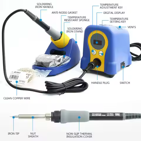 FX-888D Digital Thermostatic Soldering Station Electric Soldering Iron with T12 Tip And Welding Wire