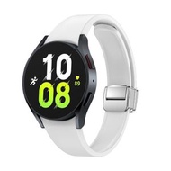 全城熱賣 - 適用於三星 Galaxy Watch 6 磁吸摺疊銀扣硅膠錶帶（白色）