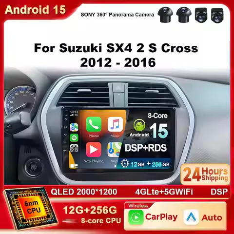 Android 15 Multimedia For Suzuki SX4 2 S-Cross 2012 - 2016 Car Player GPS Stereo Screen Navigation A