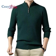 Cozy Up Men's Quarter Zip Sweaters Polo Zip Up Pullover Waffle Knit Mock Neck Turtleneck