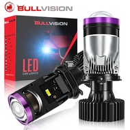 BULLVISION 2PCS H4 LED Y30 Projector Headlight Bulbs for Car | Mini Bi-LED Lens 1:1 Plug & Play HS1 