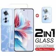 2In1 Tempered Glass Full Screen Protector Film with Camera Lens Protector For Oppo Reno12 F Reno11 F