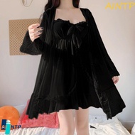 AINTP Women's Pajama Dress - Sleeveless Lace Bow Knot Ruffle Night Wear