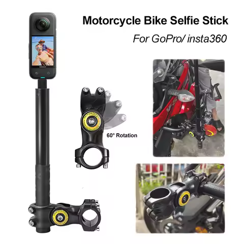 Motorcycle Bike Panoramic Monopod Bicycle Hidden Selfie Stick for GoPro 11 10 9 8 One DJI insta360 x