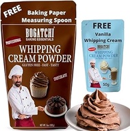 BOGATCHI Whipping Cream Powder, Gluten Free | Tasty | Non-GMO , Dark Chocolate Drinking Powder, 180g , Free Measuring Spoon