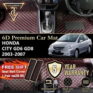 Top Carpet HONDA CITY GD6 GD8 ( 2003-2007 ) 6D PU Leather Car Carpet VIP Car Mat Floor Mat Alas Kaki