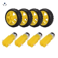 [neil_brown.]4PCS DC Electric Motor + Plastic TT Motor Tire Wheel Dual Shaft Gear Motor TT   for  Sm