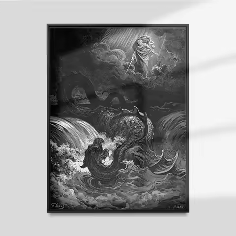 Gustave Dore Vintage Poster Destruction Of Leviathan Religious Art Canvas Painting Print Antique Wal