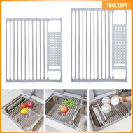 [tenlzsp9] Roll-up Dish Drainer Dish Drying Rack Drainer Stainless Steel Shelf