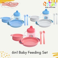 LB1363 LustyBunny 6pcs Baby Feeding Set Bowl Plate Glass Spout Baby Lusty Bunny