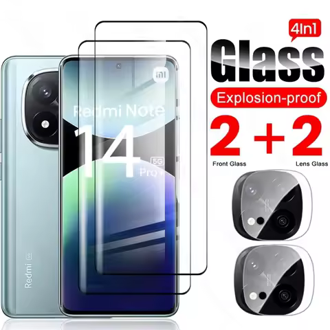 4To1 9D Curved Tempered Glass For Redmi Note 15 14 Pro+ 5G 9H Screen Protector On Redmy Note14Pro No