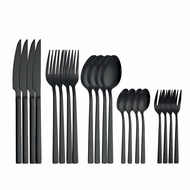 72I Mirror Black Cutlery Set Stainless Steel Tableware Set Kitchen Set Dinnerware 20Pcs Fork S QkB