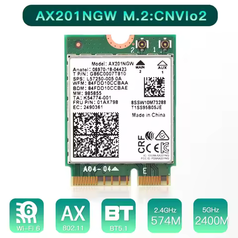 Wi-Fi 6 Intel AX201 M.2 Key E CNVio 2 Wifi Card Dual Band 3000Mbps Wireless For Bluetooth 5.0 2.4Ghz