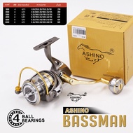 Small Fishing รอกสปินนิ่ง Ashino รุ่น BassMan 4 BB สี เงิน-ทอง เบอร์ 1000 - 6000