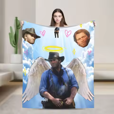 Arthur Morgan Meme Fleece Throw Blankets RDR2 Game Blanket for Bed Office Soft Bedding Throws