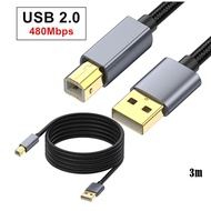 3 Meters USB Printer Cable,USB 2.0 Type A Male To B Male Scanner Cord For HP Canon Epson Lexmark Xer