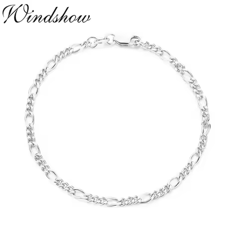 3mm 18cm 925 Sterling Silver Figaro Chain Bracelets For Women Girl Men Boy Italy Delicate Jewelry Bi