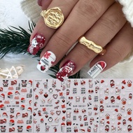 4pcs Christmas Glitter Manicure Relief Stickers - Santa Claus, Snowman, Snowflakes, Elk, Gingerbread