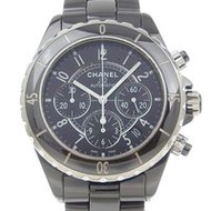 Pre-owned Chanel J12 watch, H0940, ceramic automatic chronograph, black dial, J12, men's.