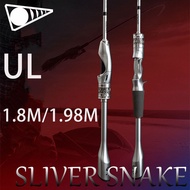 【TRAINFIS】1.8M/1.98M Sliver Snake Power UL Fishing Rod Solid Carbon Tip Fishing Rod 2-8LB Ultra Ligh