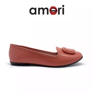 Amori Ladies Classic Leather Flat Pump Shoes | Comfortable Footwear | Kasut Klasik Kulit Wanita Flat Pump Lawa R0220030