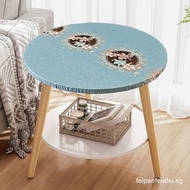 PVC wrapped edge waterproof round table cloth anti-scald coffee table table cover elastic round tabl