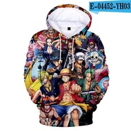 [Ready stock] new 3D One Piece Anime hoodies men boys pullovers hooded fashion loose long sleeve 3D print one piece Hoo UQFS