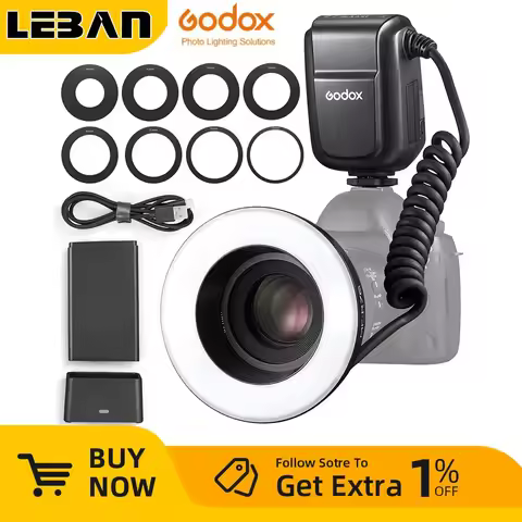 Godox MF-R76 RING76 5000K Macro LED Ring Light Speedlite Flash Light for Sony Canon Nikon Camera 5D 