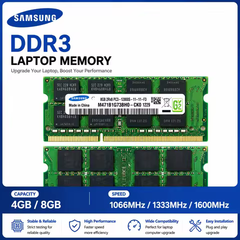 Samsung DDR3 SO-DIMM Laptop Memory 2GB 4GB 8GB 16GB 1066 1333 1600 1866MHz 204Pin PC3 Notebook RAM U