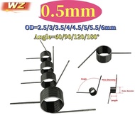 10pcs d0.5mm OD2.5/3/3.5/4/4.5/5/5.5/6mm V-shaped spiral torsion spring angle 60/90/120/180 degrees(
