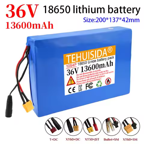 100% Brand New 36V 13600mAh 18650 Battery 10S4P Battery Pack Built-in BMS 36V 13.6Ah Electric Scoote