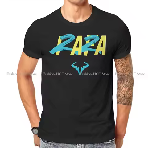 Rafa 22 Blue Yellow Round Collar TShirt Rafael Nadal Fabric Classic T Shirt Man's Tops New Design