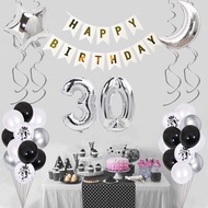 Silver 30th Birthday Party Decorations Adult Set Banner Cake Topper Anniversary Years Birthday Party