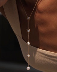 vetiver pearl handmade freshwater pearl necklace mix with round pearl L necklace สร้อยมุก ของแท้ ส่ง
