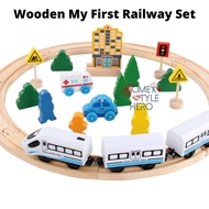 [SG Stock] 26/33pcs Wooden Train Toy Railway Set Magnetic Connection Railroad Track Compatible with Brio Ikea Thomas Car