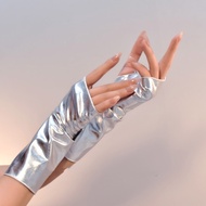 Dimensional J Lolita Cyberpunk Future Wasteland Style Gloves Patent Leather Sleeve Accessories Techn