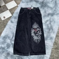 Y2K pants men Baggy Harajuku cherry blossom print pattern jeans Hip Hop streetwear men women gothic 