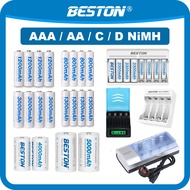 Beston AA AAA C D Rechargeable Batteries NiMH Battery High Capacity 1200mah 1300mah 2000mah 3000mah 