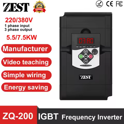 ZQ-200 VFD 5.5KW 7.5KW Input 1phase 220V Output 3phase380V Synchronous Asynchronous Induction Motor 