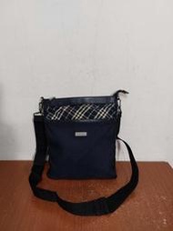 日本製 Burberry Black Label 黑標 真皮 格紋 側背包 斜背包